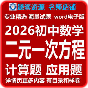 2026初中数学二元一次方程组计算题应用题专项训练同步单元测试电子版