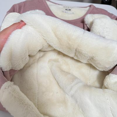 纯色保暖内衣女加绒加厚秋衣秋裤女套装兔毛发热打底衣冬天保暖衣