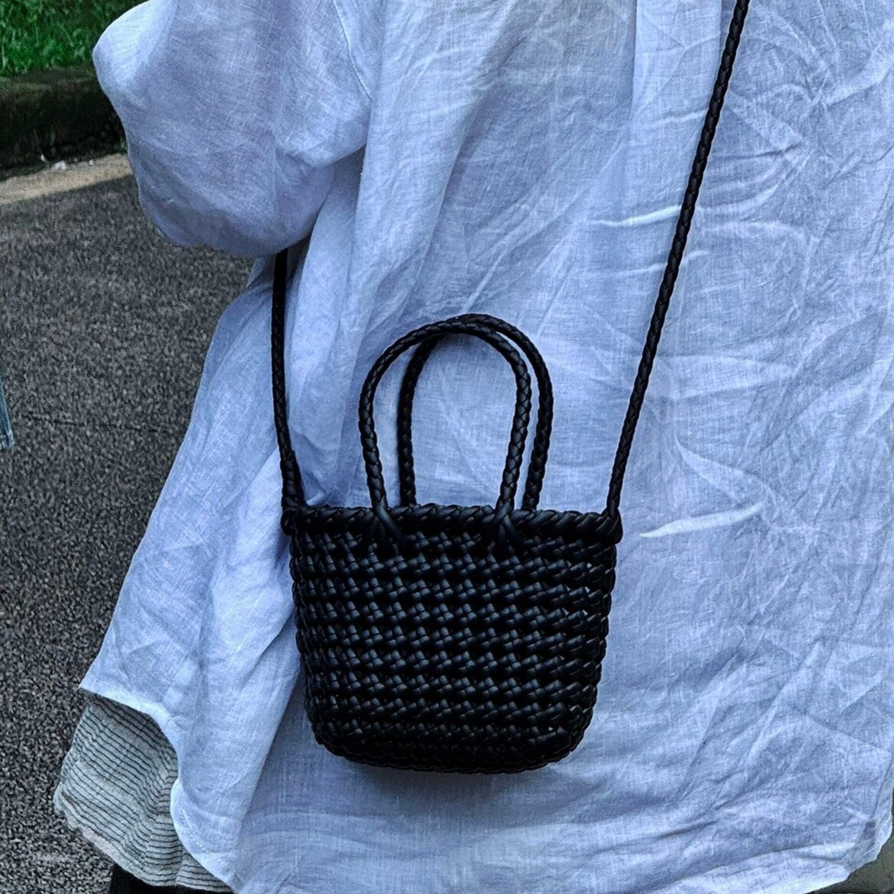 手工编织藤条包diy材料包藤编包高级感镂空菜篮子编织手提单肩包