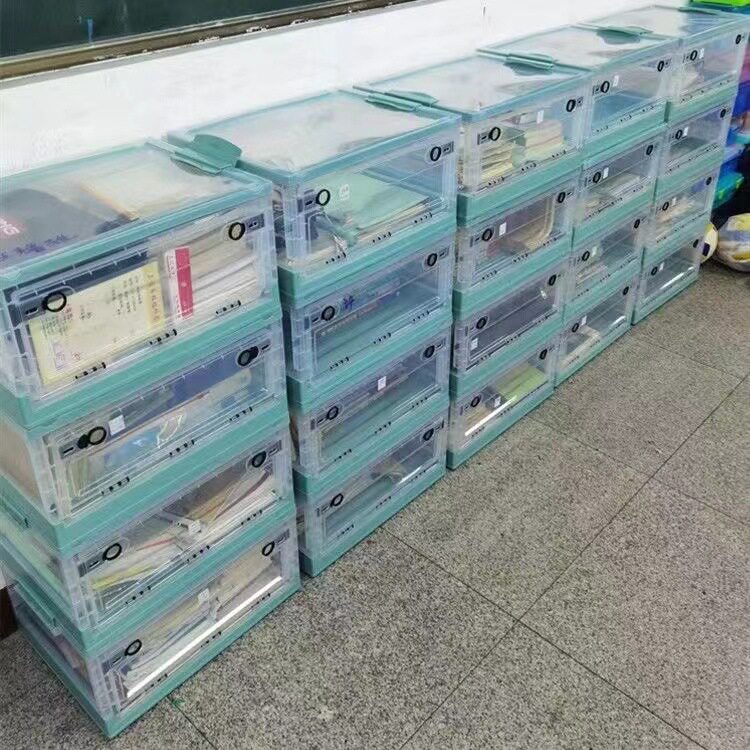 侧开门衣物书籍收纳箱家用户外露营折叠收纳箱透明特大收纳箱轻奢