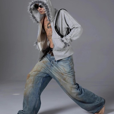 阔腿牛仔裤女宽松垂感高腰显瘦