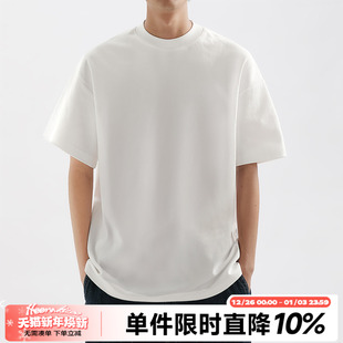 情侣 打底衫 嘿马七作小领口300g重磅半高领日系男短袖 T恤潮夏半袖