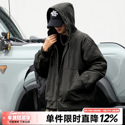 HEEMKIZOO美式纯色连帽棉衣保暖