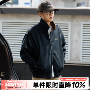 夹克上衣 牛仔外套秋潮牌宽松翻领户外工装 HEEMKIZOO美式 复古男士