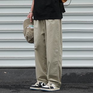 寬松休閑百搭長褲 HEEMKIZOO日系復(fù)古男女春夏潮牌刺繡logo直筒褲