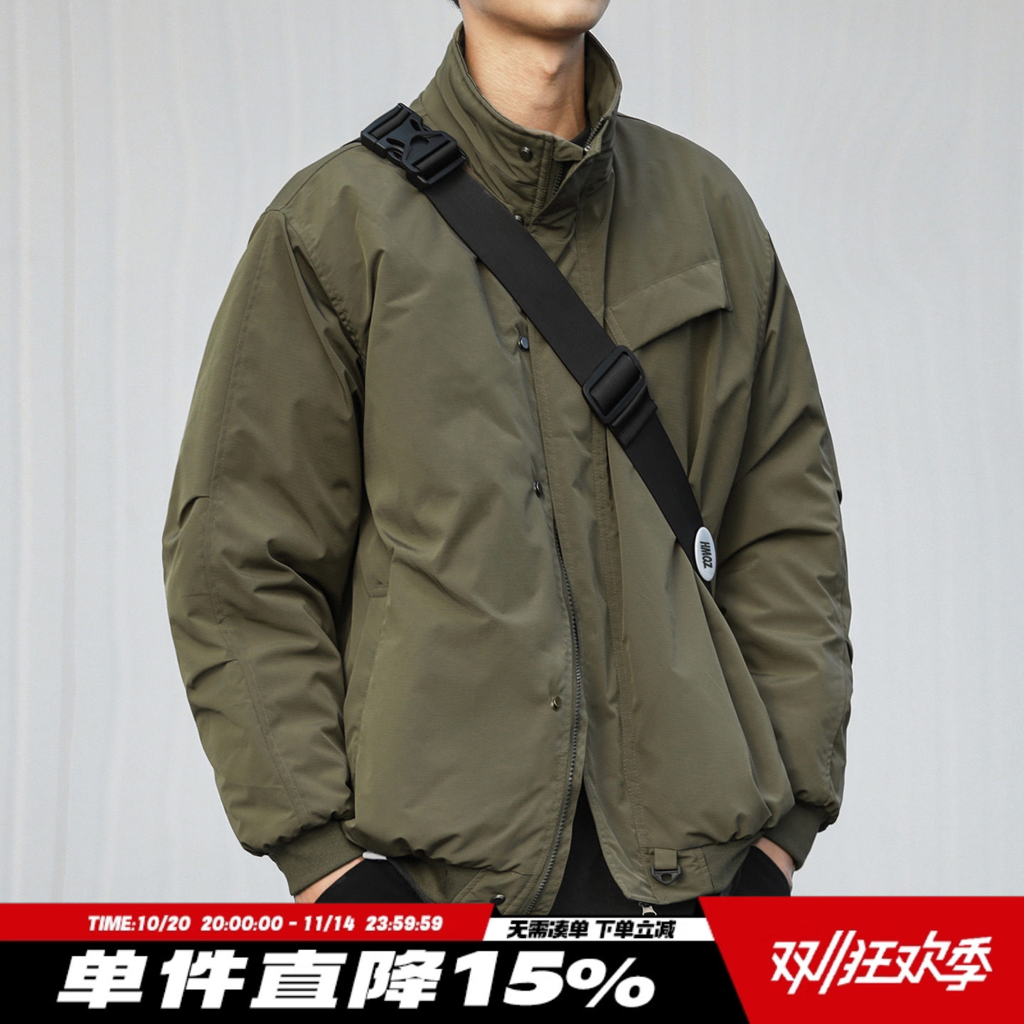 3M新雪丽棉HEEMKIZOO日系复古冬季男美式棉衣立领机能棉服外套潮