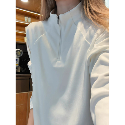 颖膝美式半拉链德绒打底衫男款