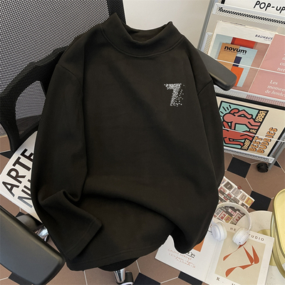 颖膝德绒半高领打底衫男款秋冬季