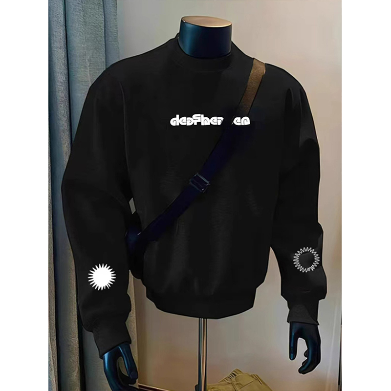 颖膝美式圆领卫衣男款秋冬季潮牌