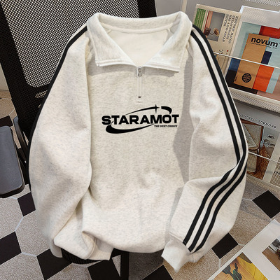 颖膝半拉链polo领卫衣男秋冬季