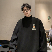 冬季 280g重磅双面德绒半高领打底衫 男士 宽松加绒加厚保暖内搭上衣