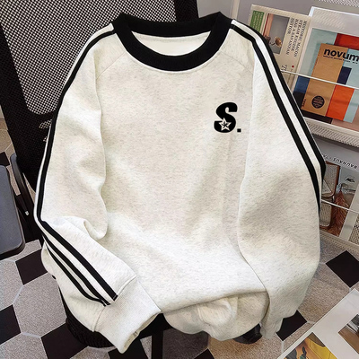 颖膝400g重磅圆领卫衣男款秋冬季