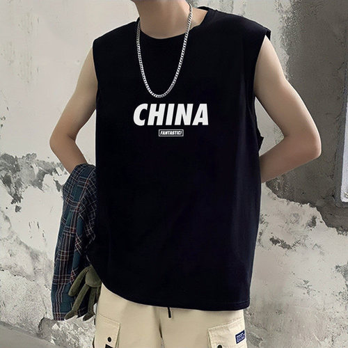 纯棉背心男潮牌夏季ins印花无袖