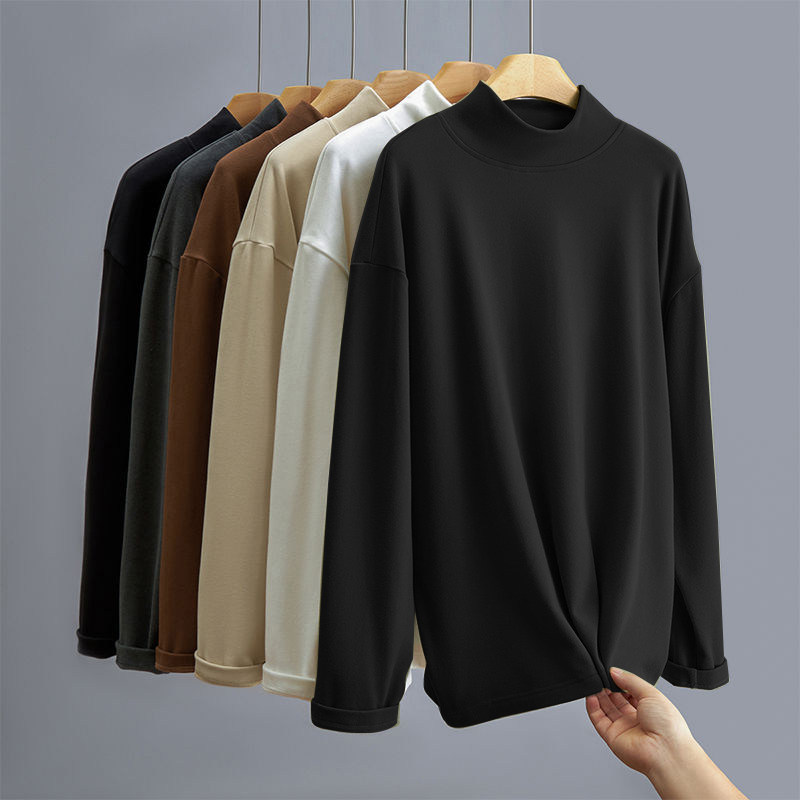 半高领双面德绒打底衫男士冬季2025新款宽松休闲加厚保暖内搭秋衣,男装,T恤,淘宝优惠券,粉丝福利购,淘宝优惠卷