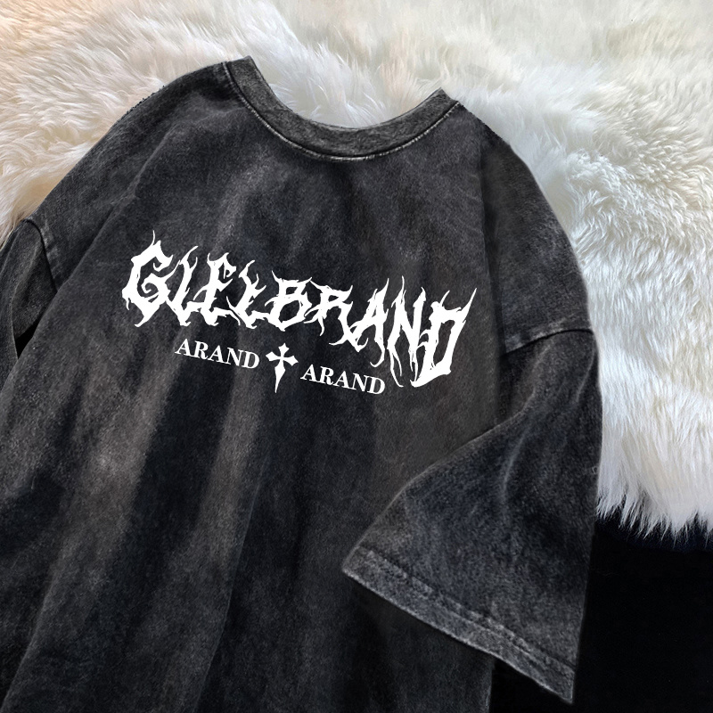 【纯棉面料】做旧宽松半袖上衣男