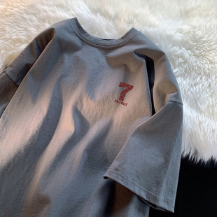 ins高街头潮牌宽松纯棉情侣半袖 t恤男夏季 体恤上衣服 复古短袖 美式