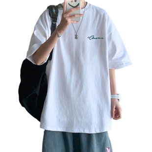 美式高街短袖t恤男款ins潮牌夏季宽松oversize纯棉半截袖体恤上衣