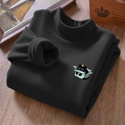 颖膝双面德绒半高领打底衫男款