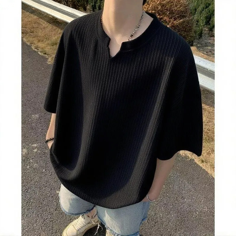 颖膝肌理感冰丝短袖t恤男款夏季图片