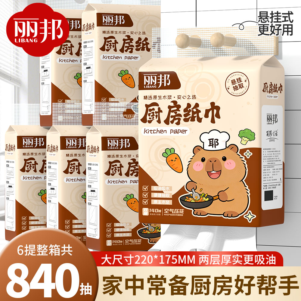 丽邦厨房纸巾吸油吸水悬挂式厨房抽纸干湿两用底部抽取式厨房纸pd图片