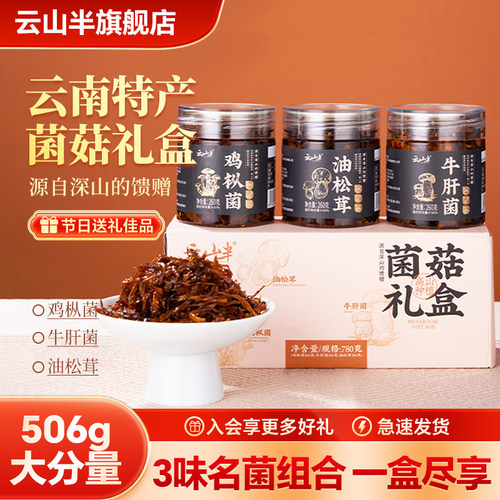 云山半菌菇礼盒云南特产鸡枞牛肝菌油松茸过节日送礼送长辈下饭菜 - 封面