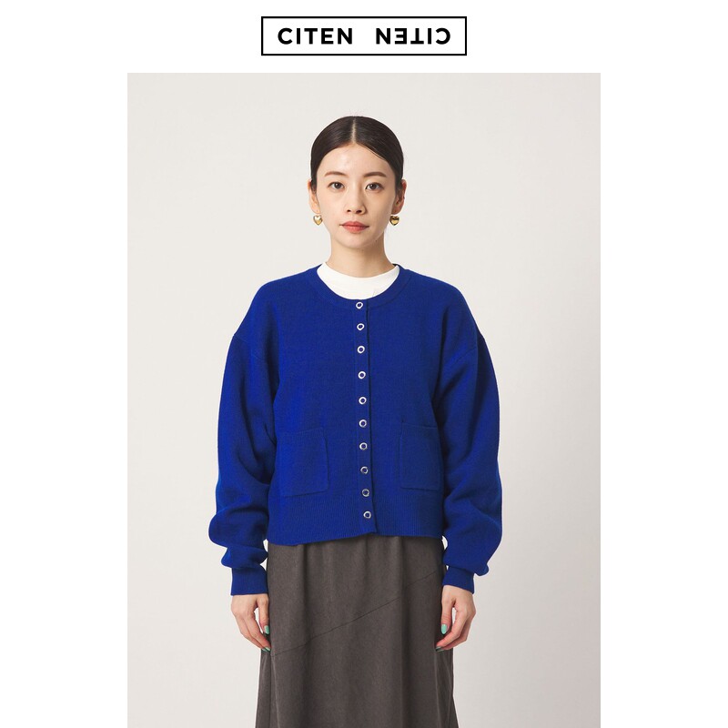 CITEN 2026秋新品女装通勤简约针织感卫衣风开衫
