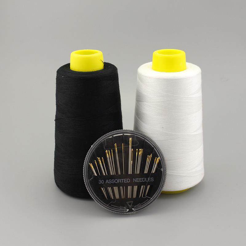 家用涤纶线缝纫线手工缝衣线黑线白线针线套装小卷线402红手缝线