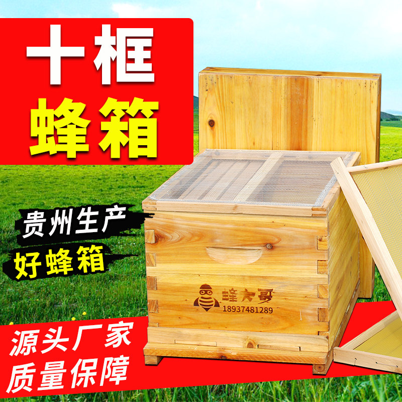 十框蜂箱中蜂杉木煮蜡密蜂箱小型家用土蜜蜂标准箱大箱小箱子