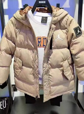 乔丹中长款连帽羽绒服儿童