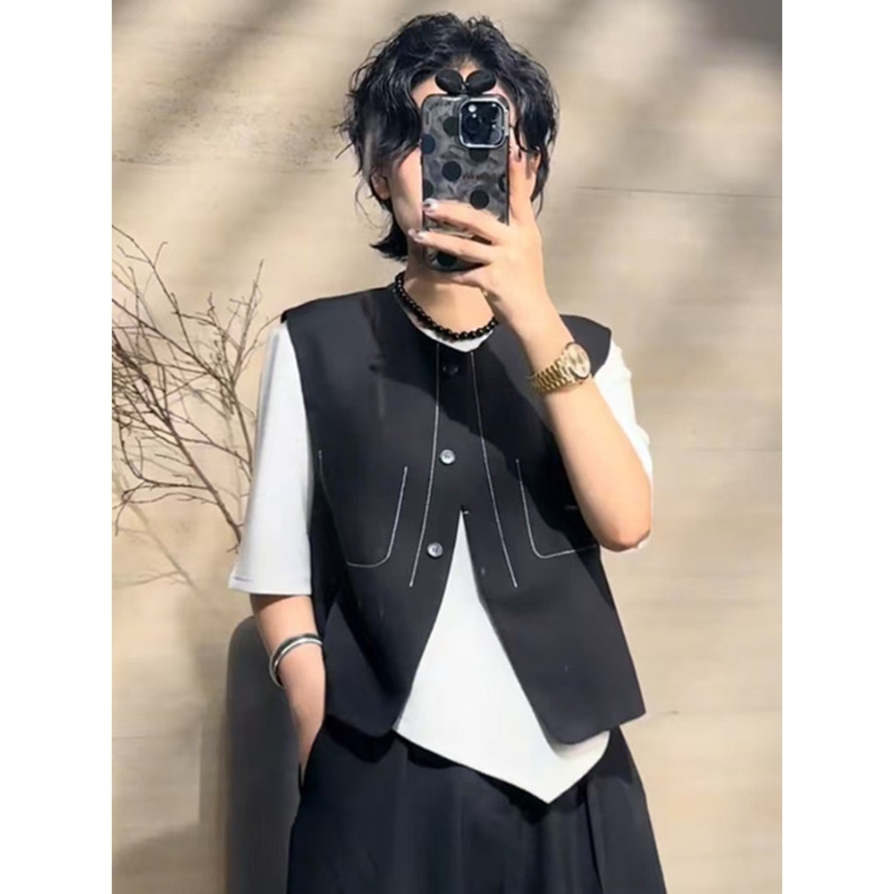2025秋季新款西装马甲外套女高级感气质休闲短款马夹坎肩上衣