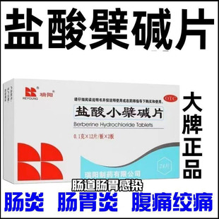 瑞阳盐酸小檗碱片24片盐酸小檗碱片治疗肠胃炎的药胃肠炎正品口服