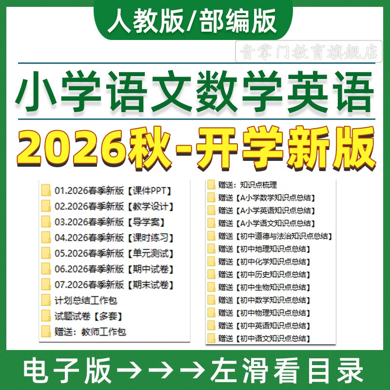 2026部编人教版小学语文数学英语一二三四五6年级电子课件PPT教案