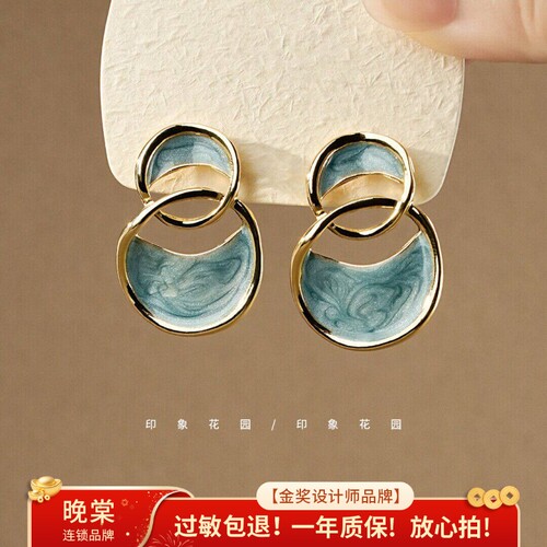 印象花园 七里去看海 法式高级感复古艺术油画风新款耳环耳钉A796