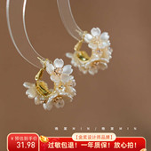 晚棠MIN 那片茉莉超仙法式 复古花朵圆圈耳环轻奢高级耳饰A060