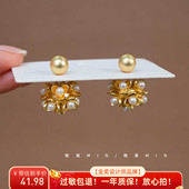 晚棠MIN 巴洛克花朵质感耳钉前后叠戴设计感耳钉A129