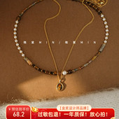 复古气质叠戴虎眼石款 晚棠MIN 精品 吊坠项链锁骨链毛衣链010