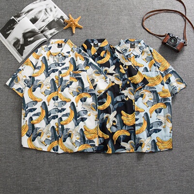 夏季男士短袖度假花衬衫