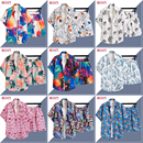 五分袖 海南岛服东南亚风情套装 男女同款 短袖 宽松痞帅沙滩风 花衬衫