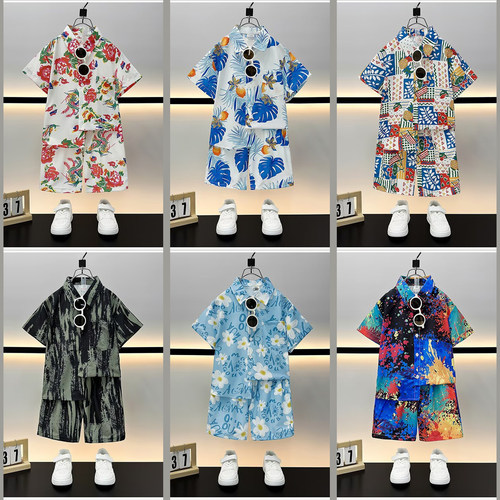男童花衬衫沙滩酷痞帅套装