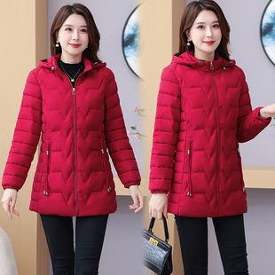 冬季新款女装妈妈中长款棉衣加厚保暖羽绒棉服外套中老年洋气棉袄