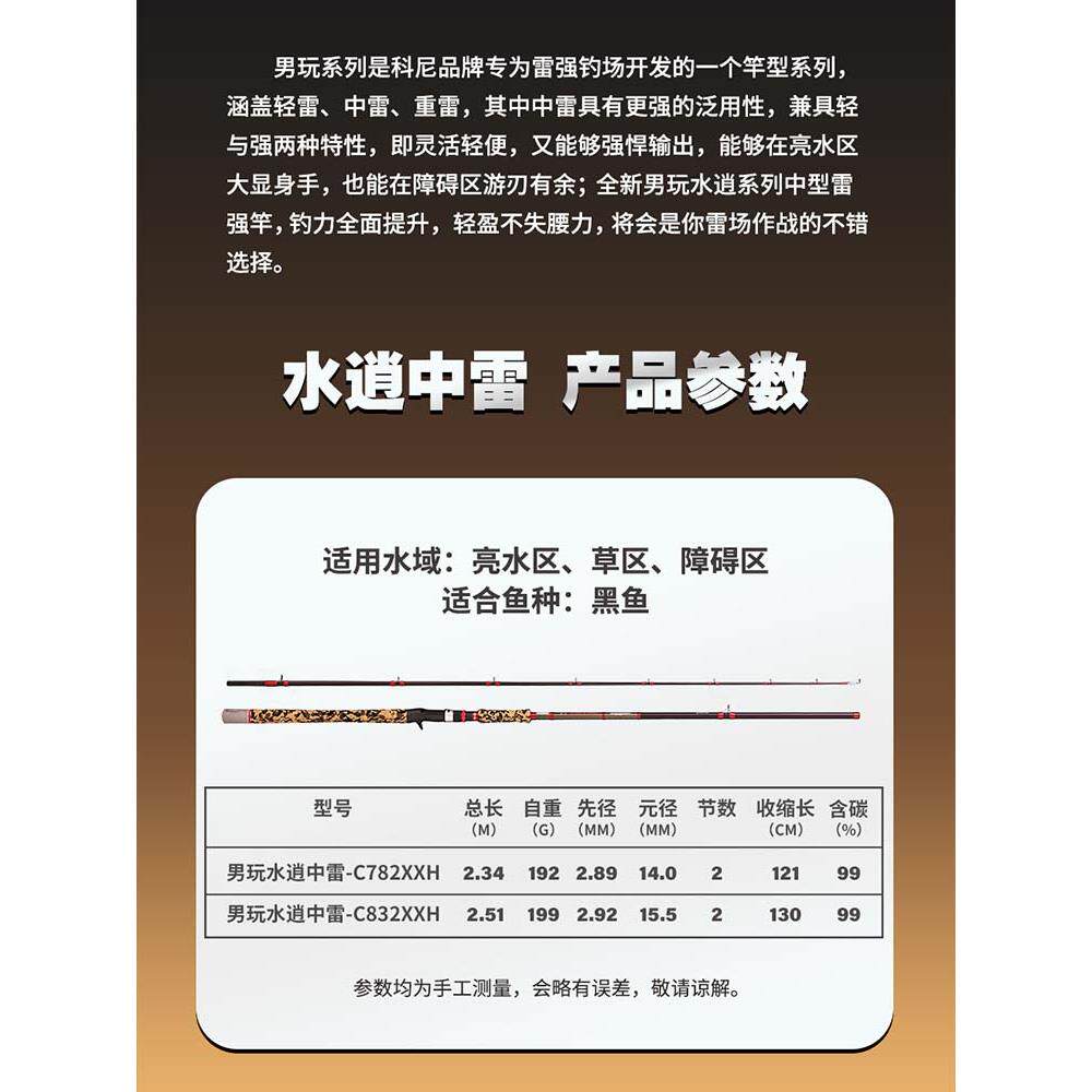 科尼水逍中雷XXH超轻超硬打黑鱼杆专攻远投水库湿地大水面雷强竿