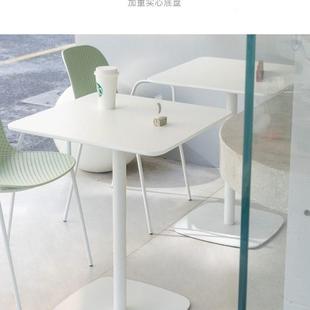 白色 家用小户型北欧奶茶店木餐桌椅组合现代简约小方桌咖啡店爆款