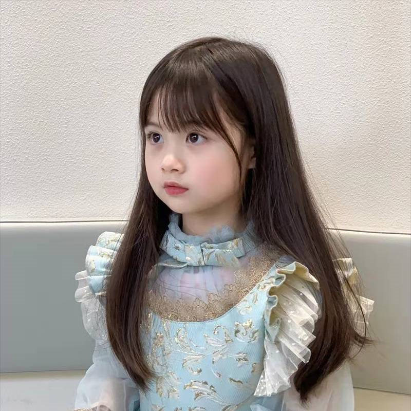 儿童假发女长直发齐刘海抖音网红