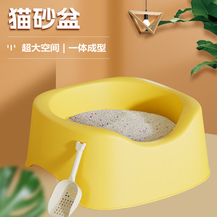 新款超大号防外溅猫砂盆开放式围栏猫厕所加大加厚敞开式猫咪用品
