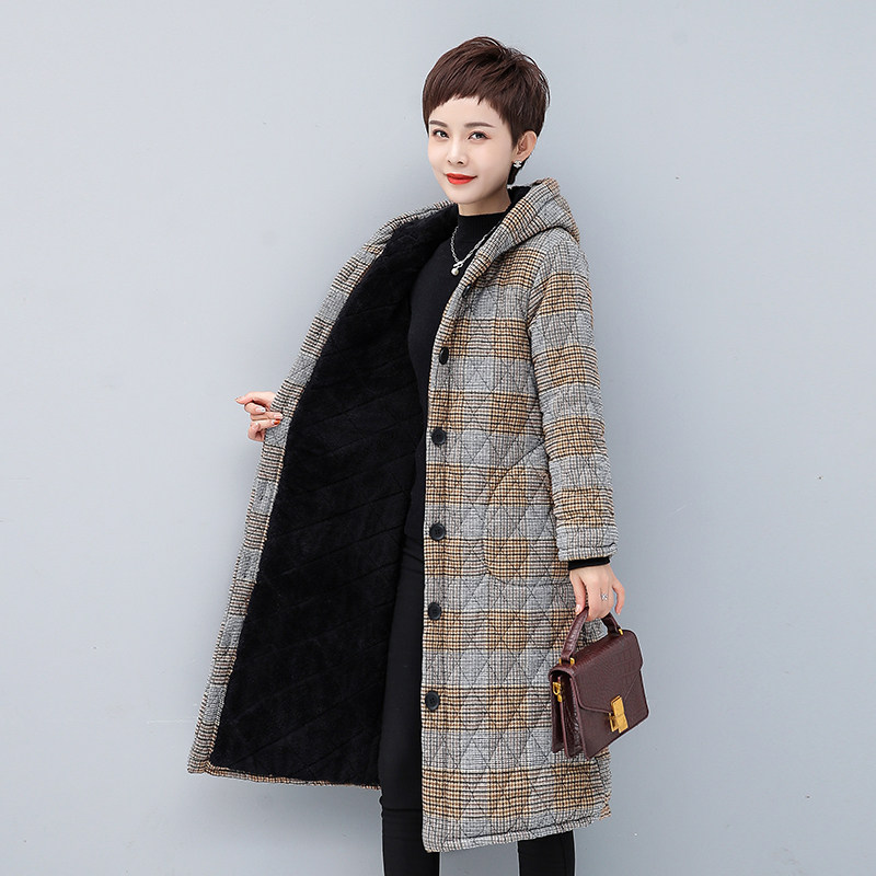 妈妈装格子棉衣冬季新款中长款棉服单件冬装连帽加厚时尚外套,女装/女士精品,中老年女装,淘宝优惠券,粉丝福利购,淘宝优惠卷