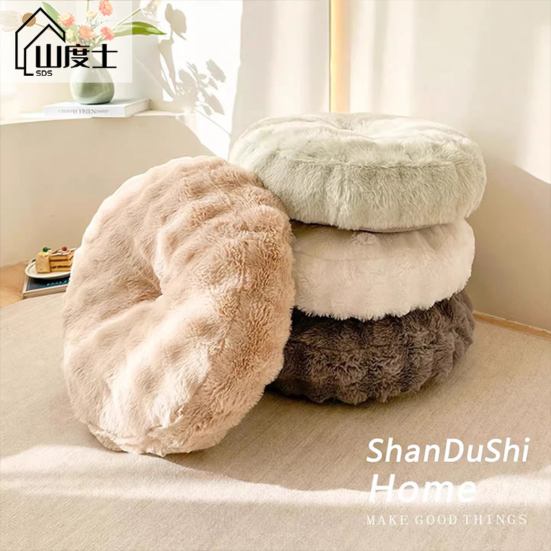秋冬小兔绒圆形蒲团禅修拜垫加厚榻榻米坐垫毛绒椅垫餐椅垫飘窗垫