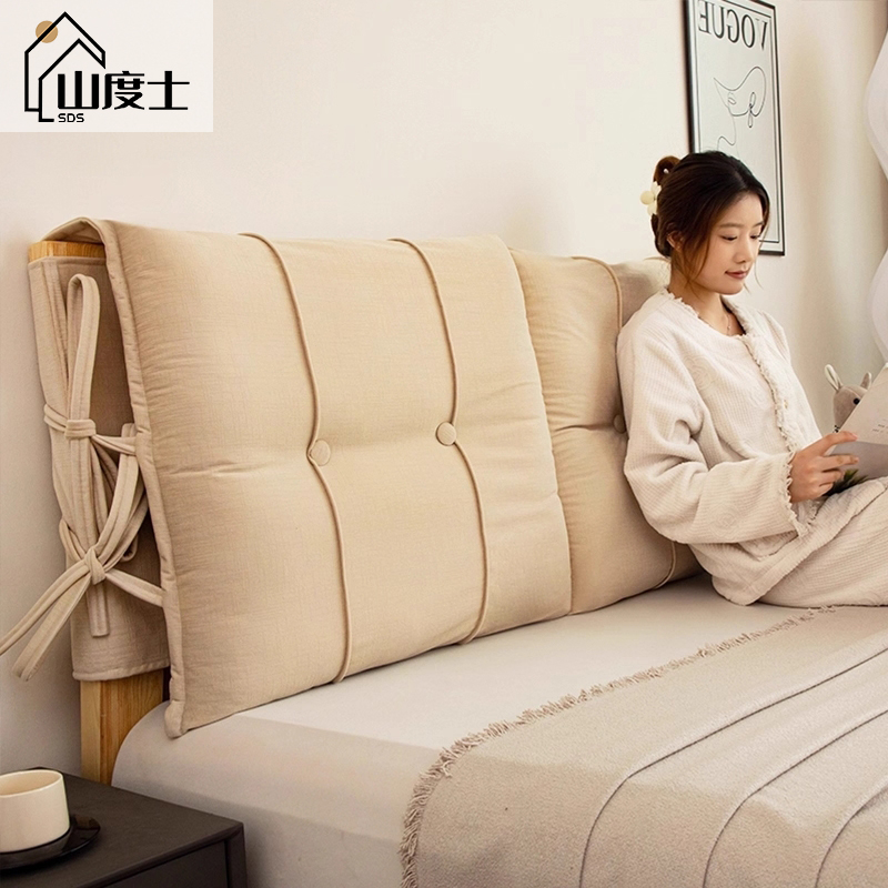 德芙绒奶油风床头套罩软包改造