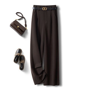 阔腿长裤 高端欧货毛呢裤 高腰显瘦直筒加厚休闲窄版 2023新款 女冬季