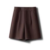 休闲裤 毛呢款 直筒短裤 气质咖色高腰中裤 外穿五分裤 女秋冬2025新款