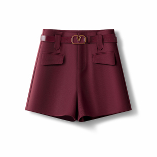 高腰显瘦宽松休闲裤 气质酒红色西装 A字短裤 女春秋2026新款 阔腿裤